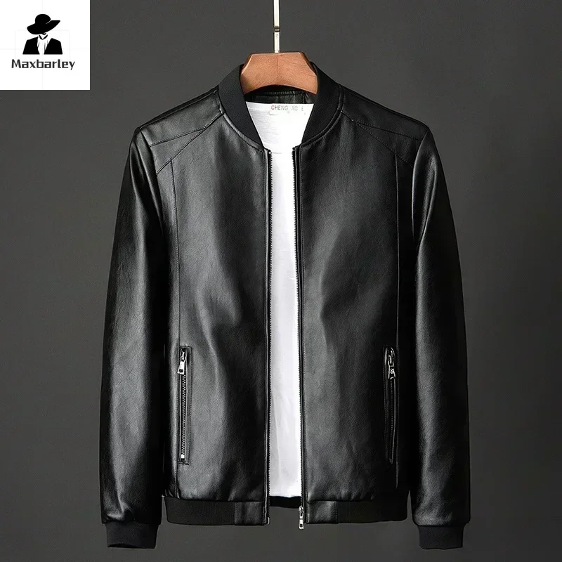 New Men's Leather Jacket Autumn South Korea Fashion Faux Leather Fashion Male Casual Slim Baseball Suit Motorcycle Leather Coat