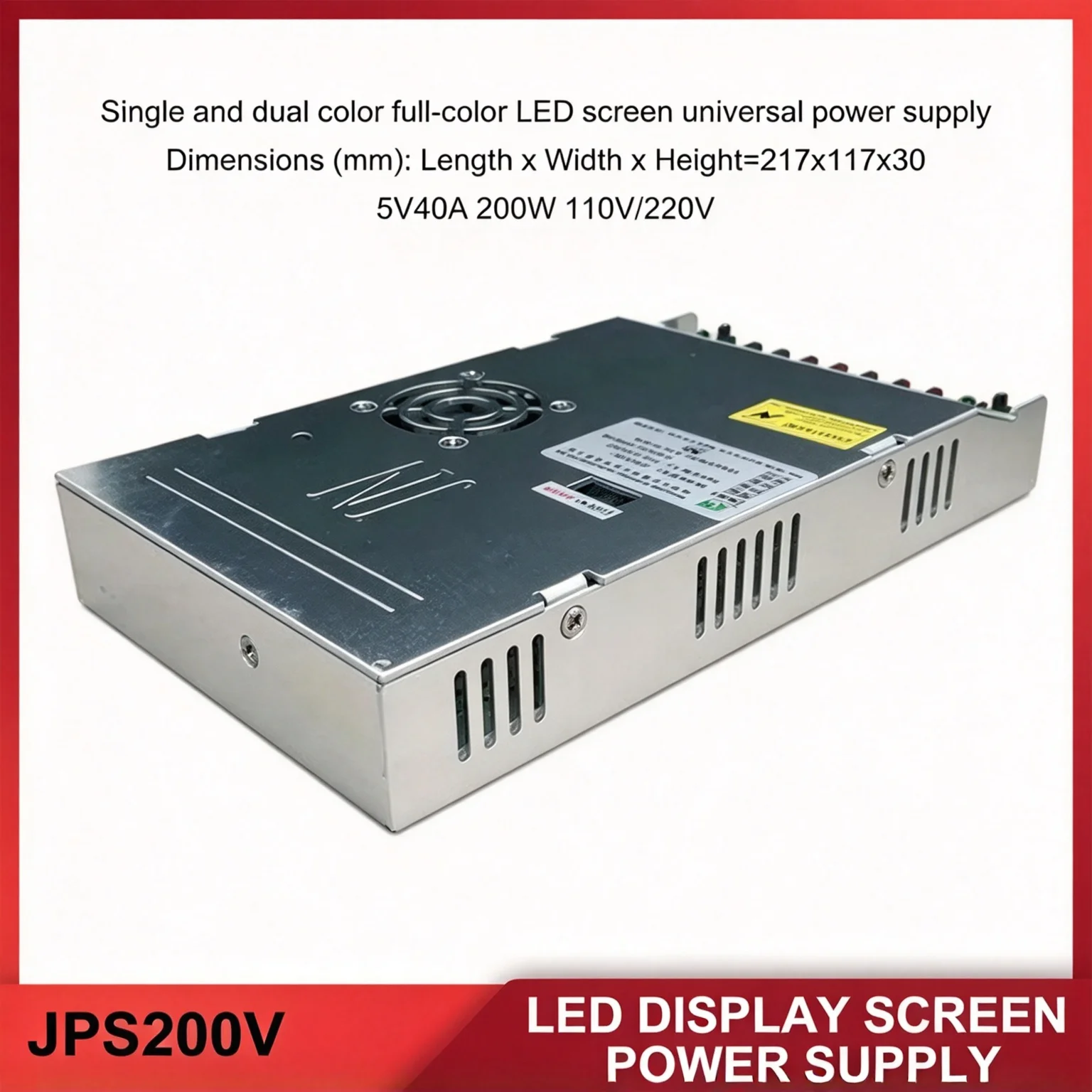 JPS200 200W LED Display Power Supply 5V 40A Wide Voltage AC 110 220V Input for Indoor Outdoor LED Screen Panel