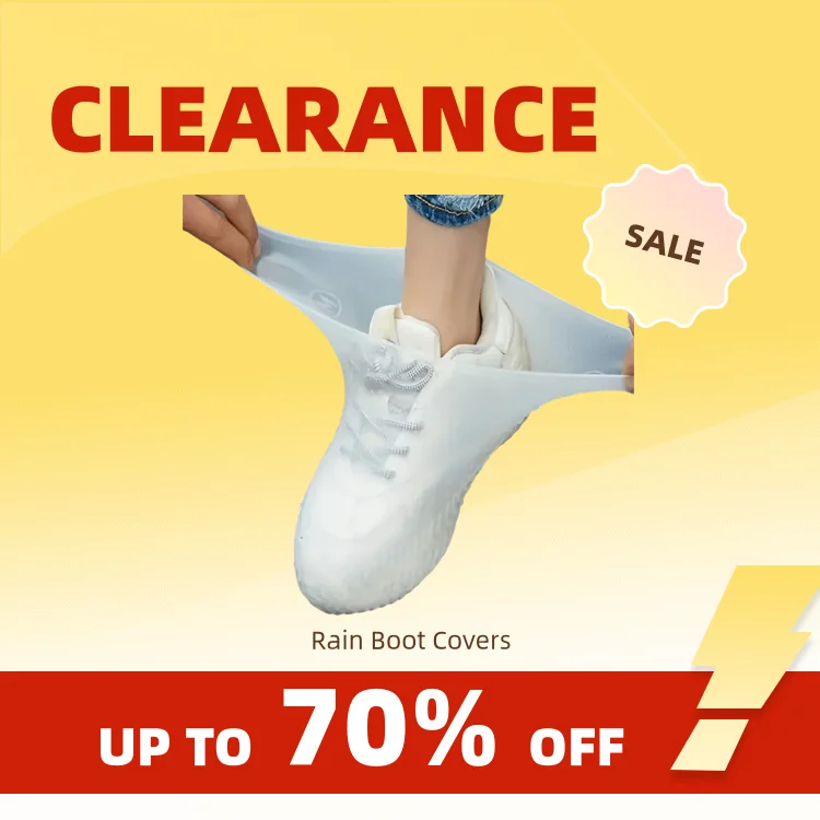 Clearance_1 Pair Rubber Rain Boot Overshoes For Outdoor Use Silicone Waterproof Shoe Covers Rainy Day Shoe Cover Reusable Non Sl