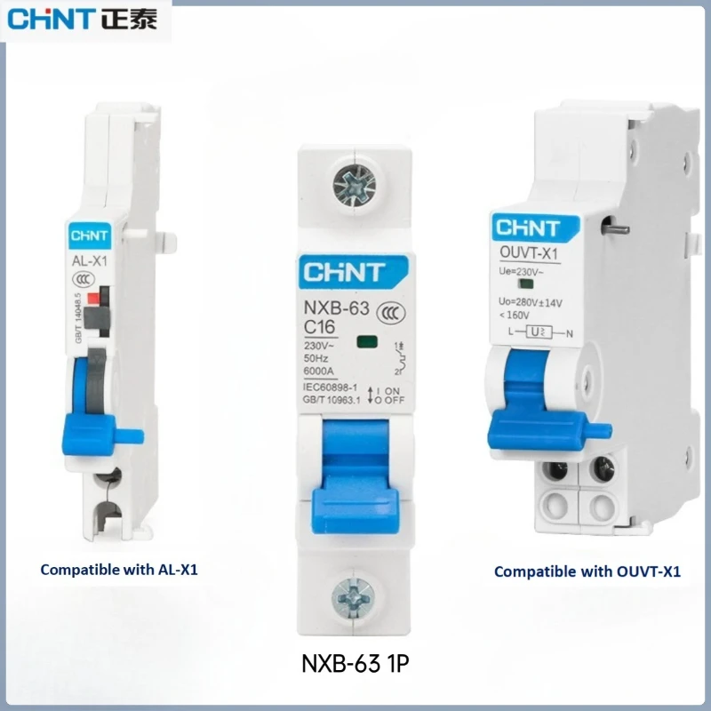 

Chint NXB-63 Бытовой автоматический выключатель утечки 1P 2P 10-63A Огнестойкий Опционально AL-X1 OUVT Выпуск повышенного/пониженного напряжения