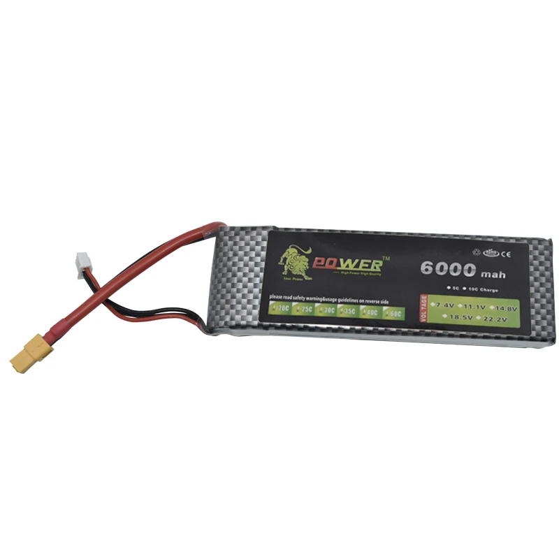 2S Lipo Battery 7.4V 6000mah For Helicopter Drone battery with Deans TRX XT60 plug 30C for 1/12 1/10 Trex Car truck Monster Boat