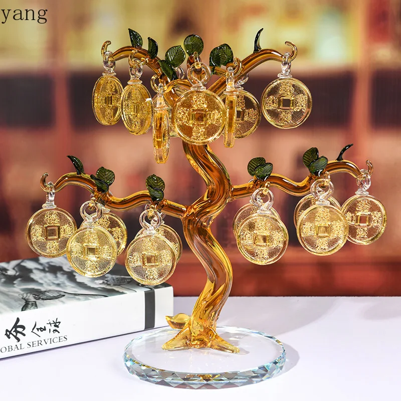 CX citrine fortune tree ornament crystal copper coin fortune tree office desktop decoration
