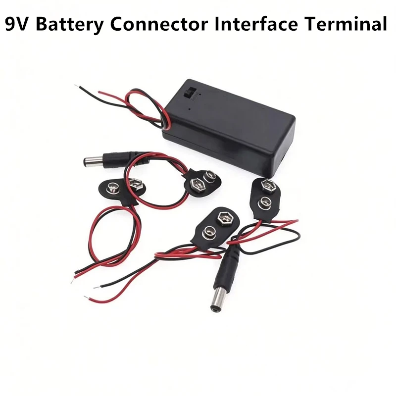 5Pcs 9V Battery Connector Interface Terminal 9V Rechargeable Battery With Leads DC Power Plug 6F22 Square Battery Box