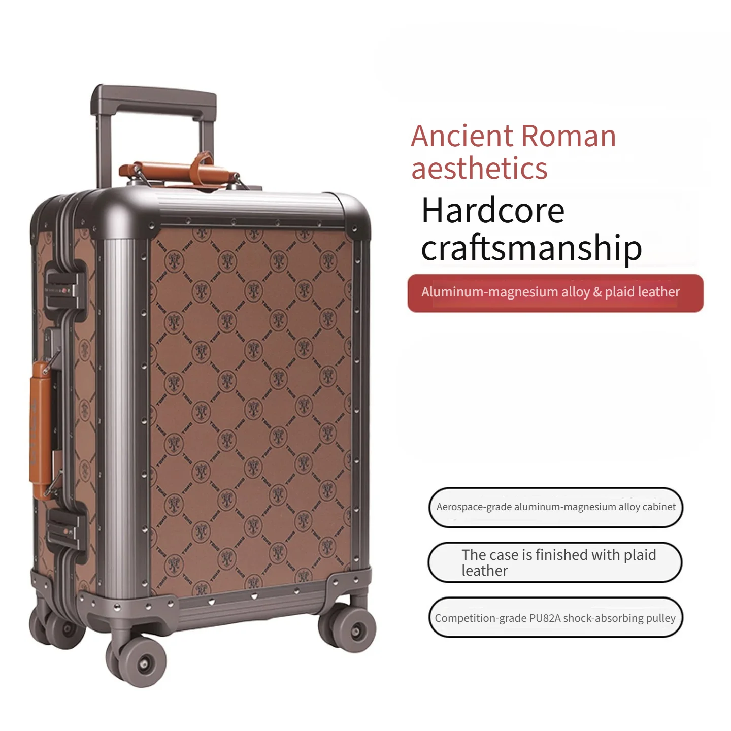 Premium Trendy Full Aluminum‑Magnesium Alloy Travel Trolley Suitcase Luggage 20 Inch Carry‑on 24 Inch Rolling Boarding Case