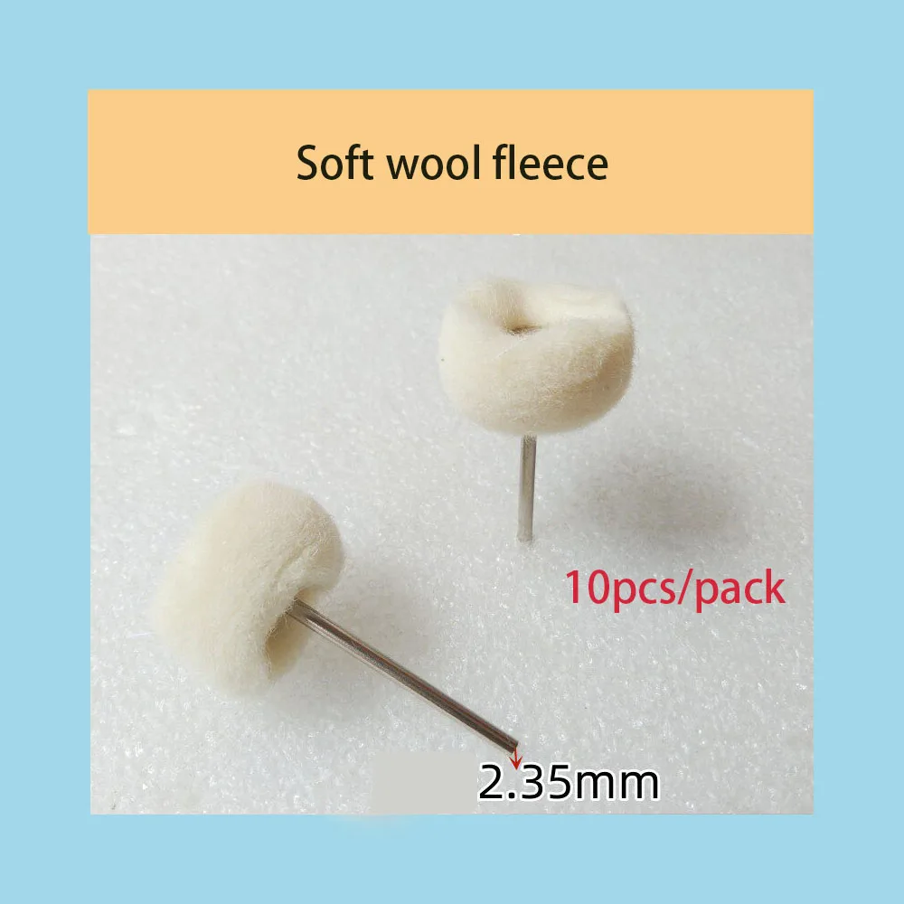 JNSUR 10pcs 2.35*25mm Dental Polishing Brushes, White/Yellow Leather Cloth Wheel, Wire Wheel, Wool Felt, Fleece & Small Brush - view 6