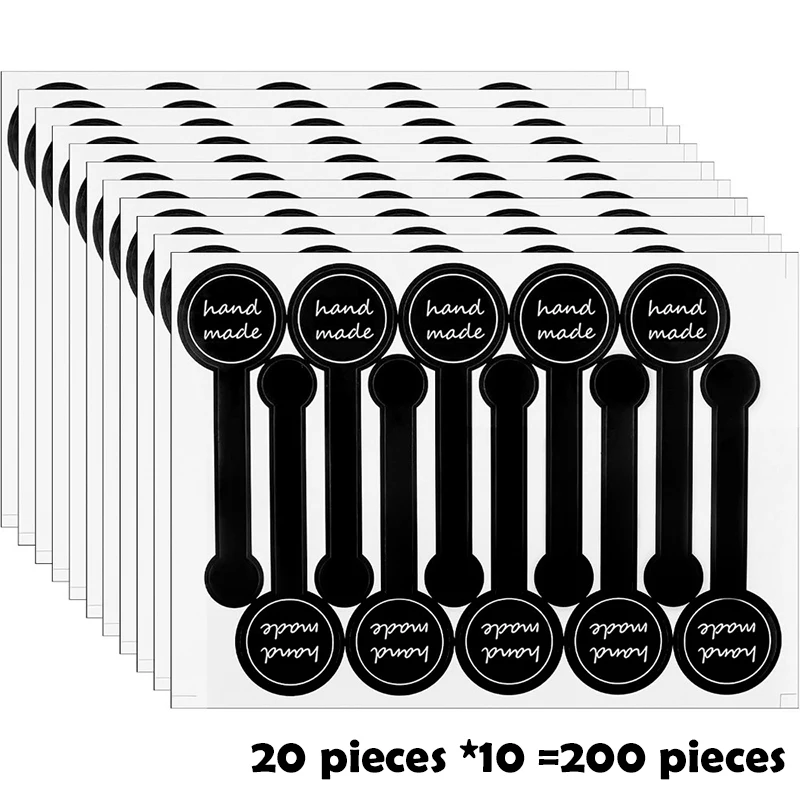 200 Hand-Made Stickers, Black Pudding Stickers, Baked Puffles, Hand-Made Sealing Decorations