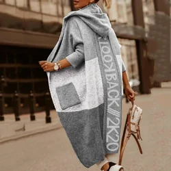 Autumn Winter New Vintage Women Sweaters Coats Fashion Hooded Long Sleeve Casual Loose Straight Office Ladies Cardigan Sweaters