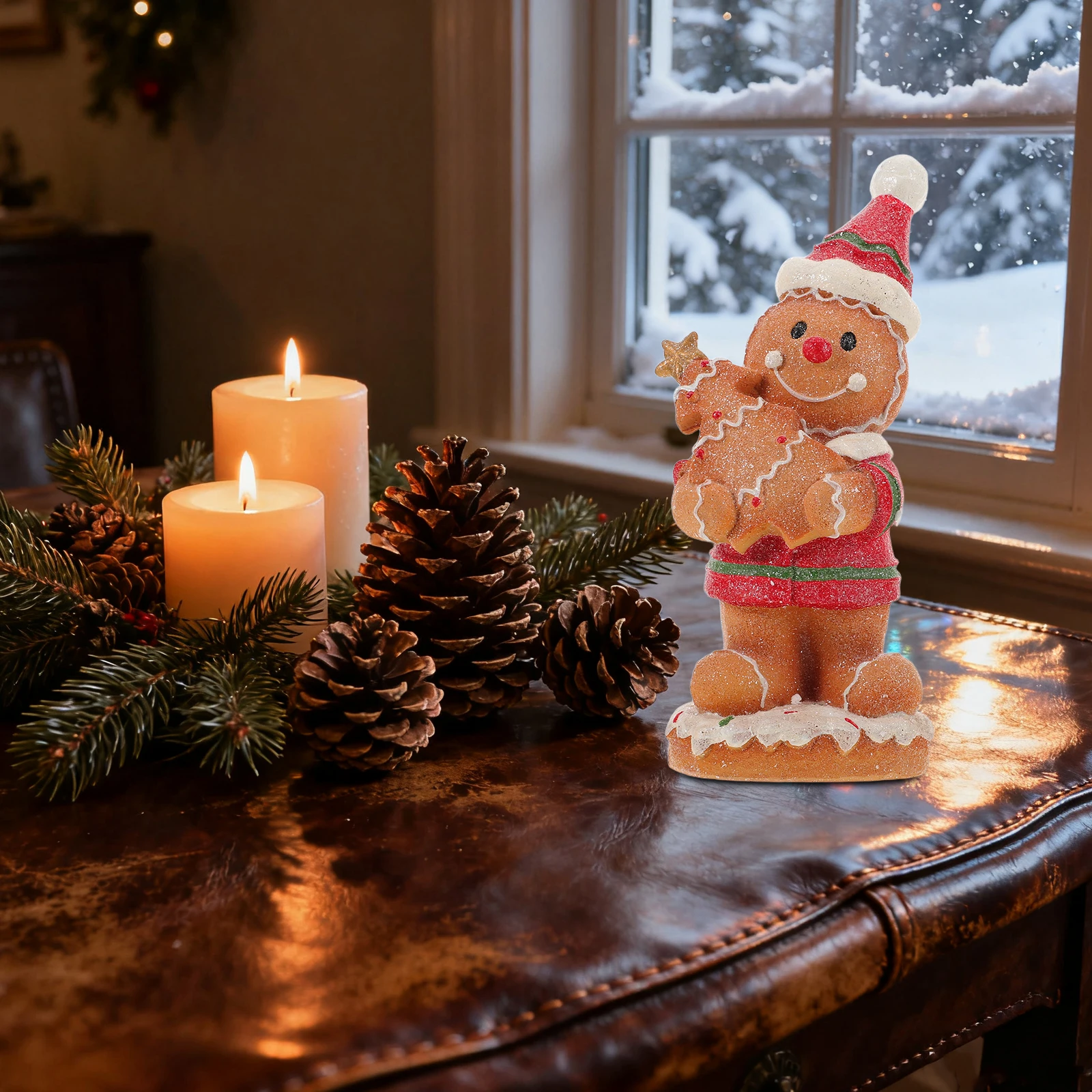 

Holiday Gingerbread Table Decor Resin Crafted Christmas Centerpiece for Festive Gathering Home Gingerbread