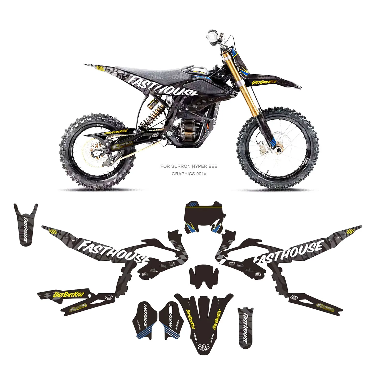 

2025 Sur Hyper Bee Graphics electric Dirt bike stickers body decoration protection sticker film decal mod stickers Graphics