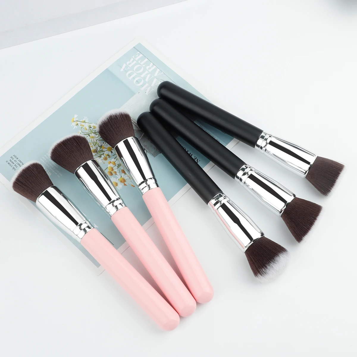 1/3PCS Make-up Kwasten Platte Kabuki Foundation Brush Voor Vloeibare Crème Poeder Contour Blending Grote Gezicht Reparatie Beauty Tools