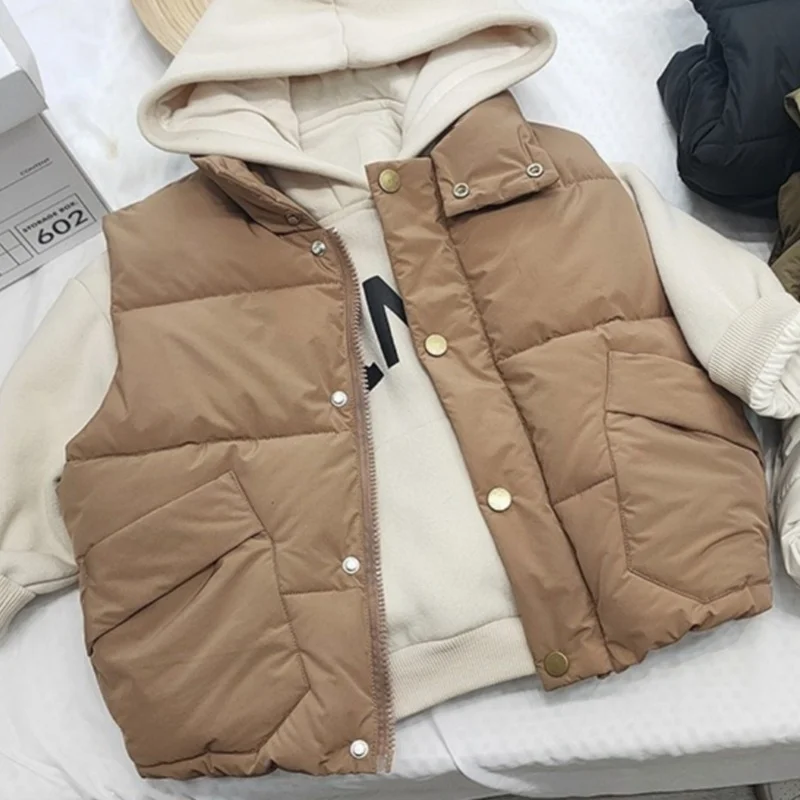 Зимний осенний пуховый жилет для мальчиков и девочек, детский теплый жилет, верхняя одежда, одежда, куртка для младенцев для 1, 2, 3, 4, 5, 6 7 8 лет