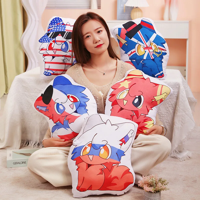 45cm Cartoon Cat Plush Throw Pillow Toy Five Permanent Members of  United Nations Kittey Plushies Doll Cushion Anime Soft Toys