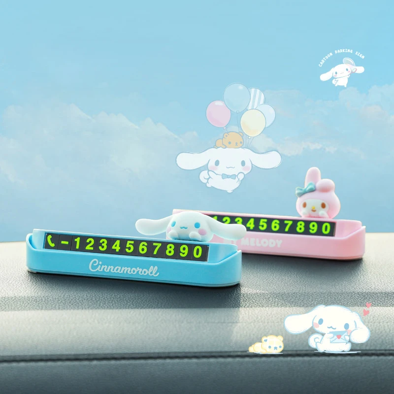 סוריו מכונית עצירה סימן חניה זמני שלט טלפון צלחת קישוט קריקטורה מלודיה שלי cinnamoroll מכונית אביזרים מתנה