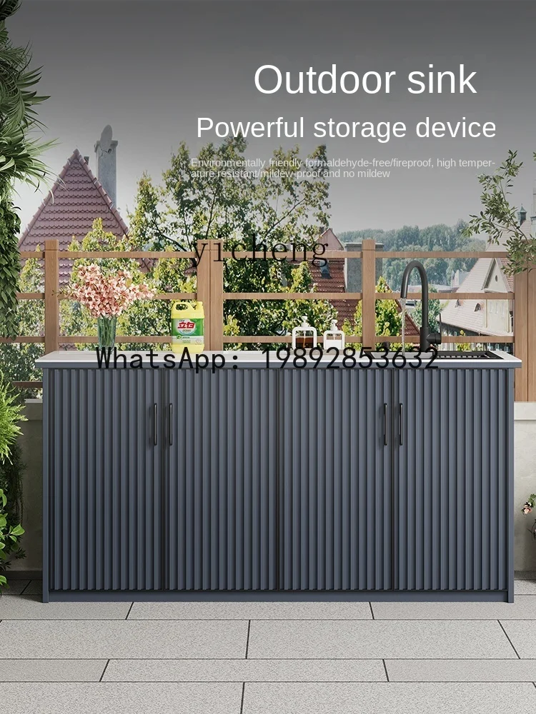 Outdoor Sink Basin One-Piece Storage Cabinet All Aluminum Alloy Large Capacity Storage Cabinet