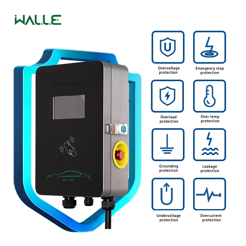 Type 2 Plug Factory European 7KW 14KW Wallbox IP54 Home AC EV Charger Leakage Protection EV Charging Station