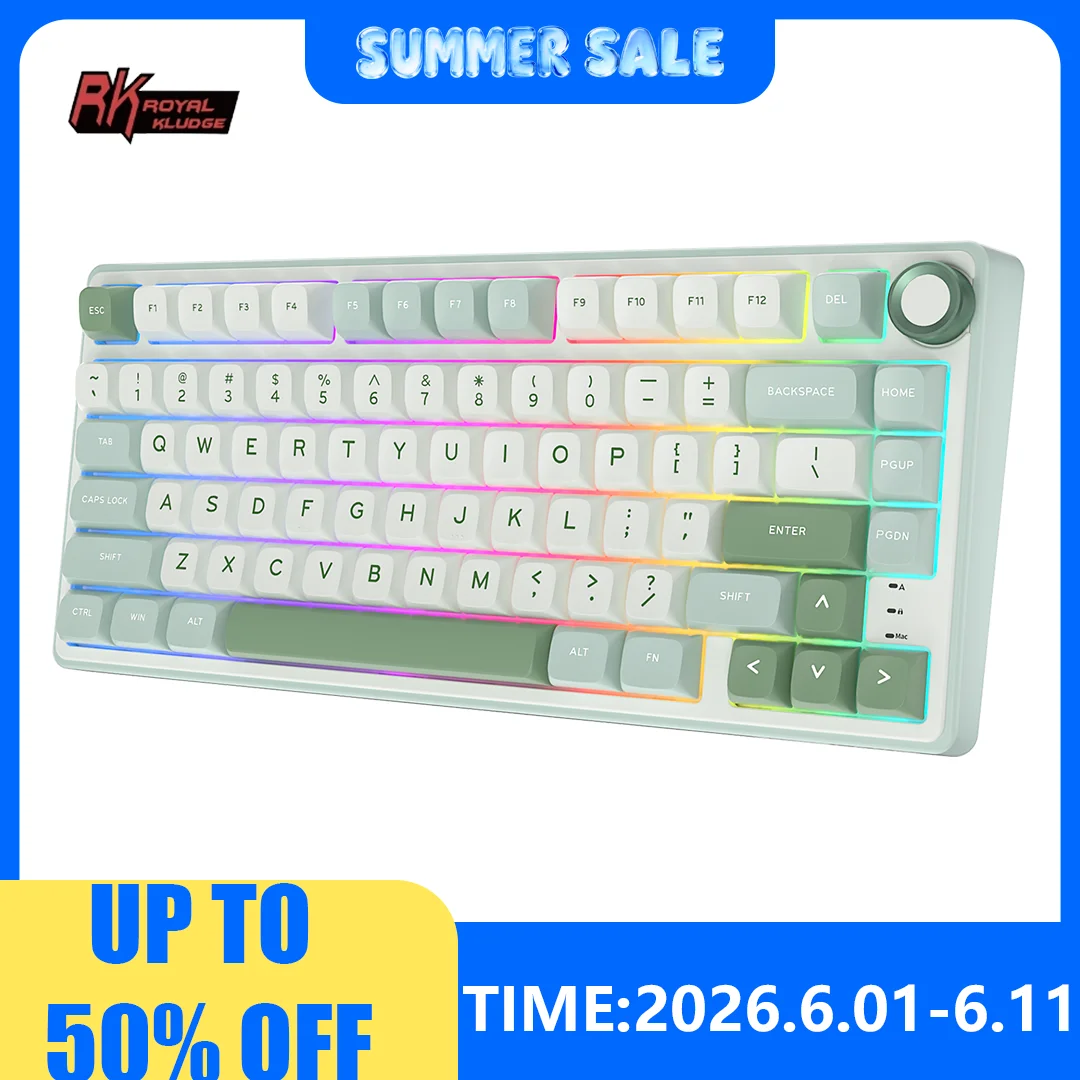 RK Royal Kludge R75 Gasket Wired Mechanical Keyboard 80 Keys RGB Backlit Hot-swappable Spanish Gamer Keyboard MDA PBT Keycaps