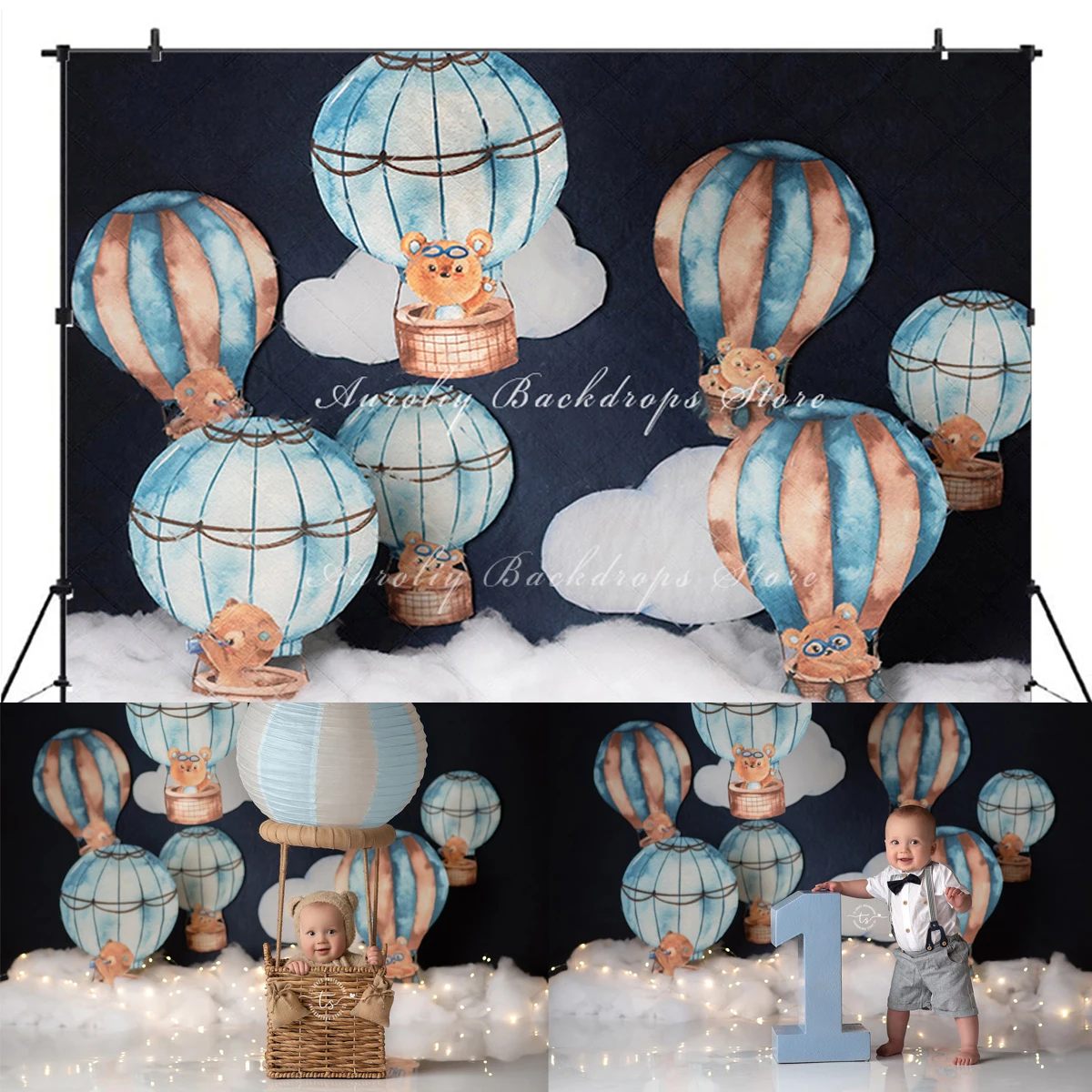 

Hot Air Balloon Travel Backdrops Kids Gril Photography Props Child Adult Photocall Decors Cake Smash Birthday Background