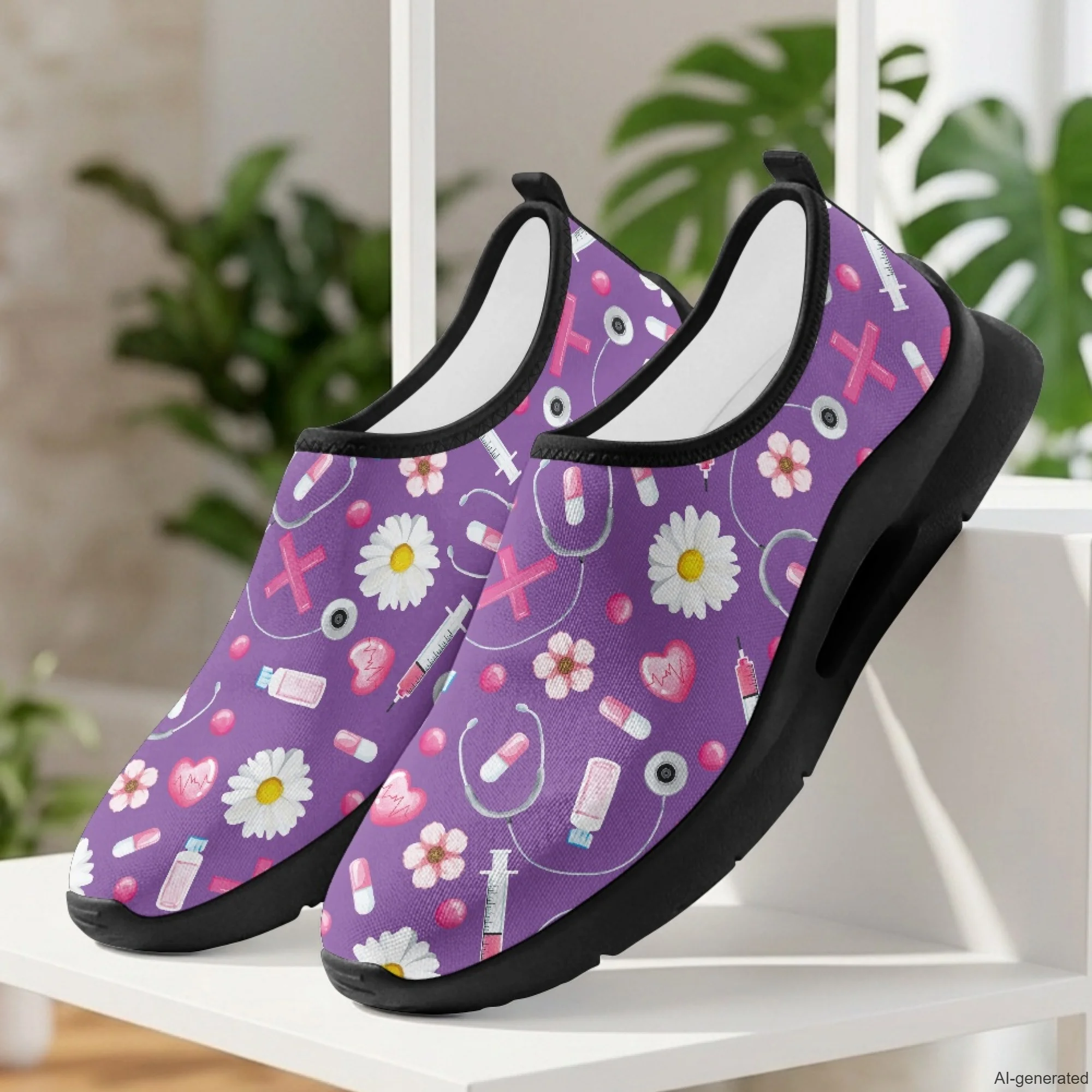 XIXIRIMIDO Nurse Indoor Shoes Casual Shoes Slip On Walking Shoes Medical Pattern Shoes Woman Walking Shoes for Men 35-48