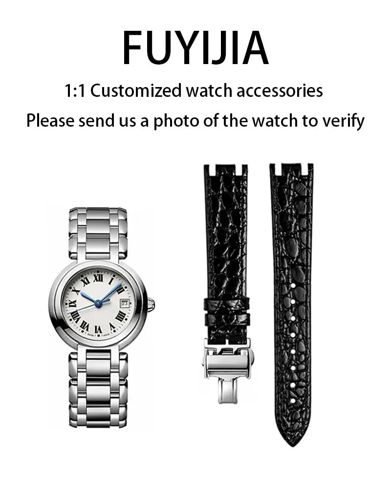 

FUYIJIA Lady Custom L-ongines L8.110 Original Watchbands Screw Rod Interface Cowhide Strap 16MM 18MM Steel Butterfly Buckle Belt