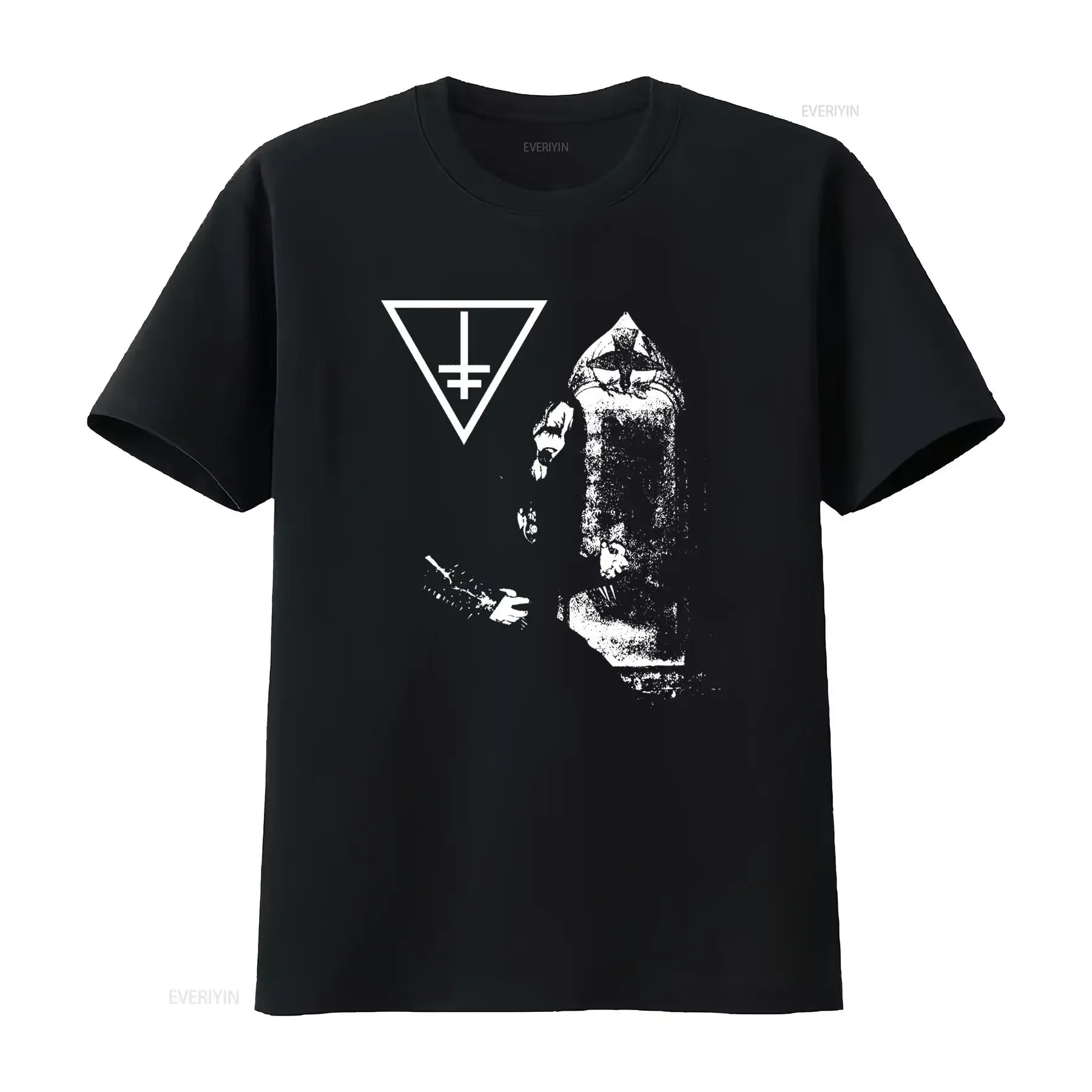 Gothic Occult Inverted Cross Dark Priest Print Streetwear Casual T Shirt vintage Washed fashion Soft Stylish streetwear Unisex