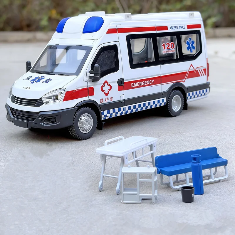 

1:24 Alloy School Bus Car Model Diecasts Metal Police ambulance Vehicles Car Model Simulation Sound and Light Childrens Toy Gift