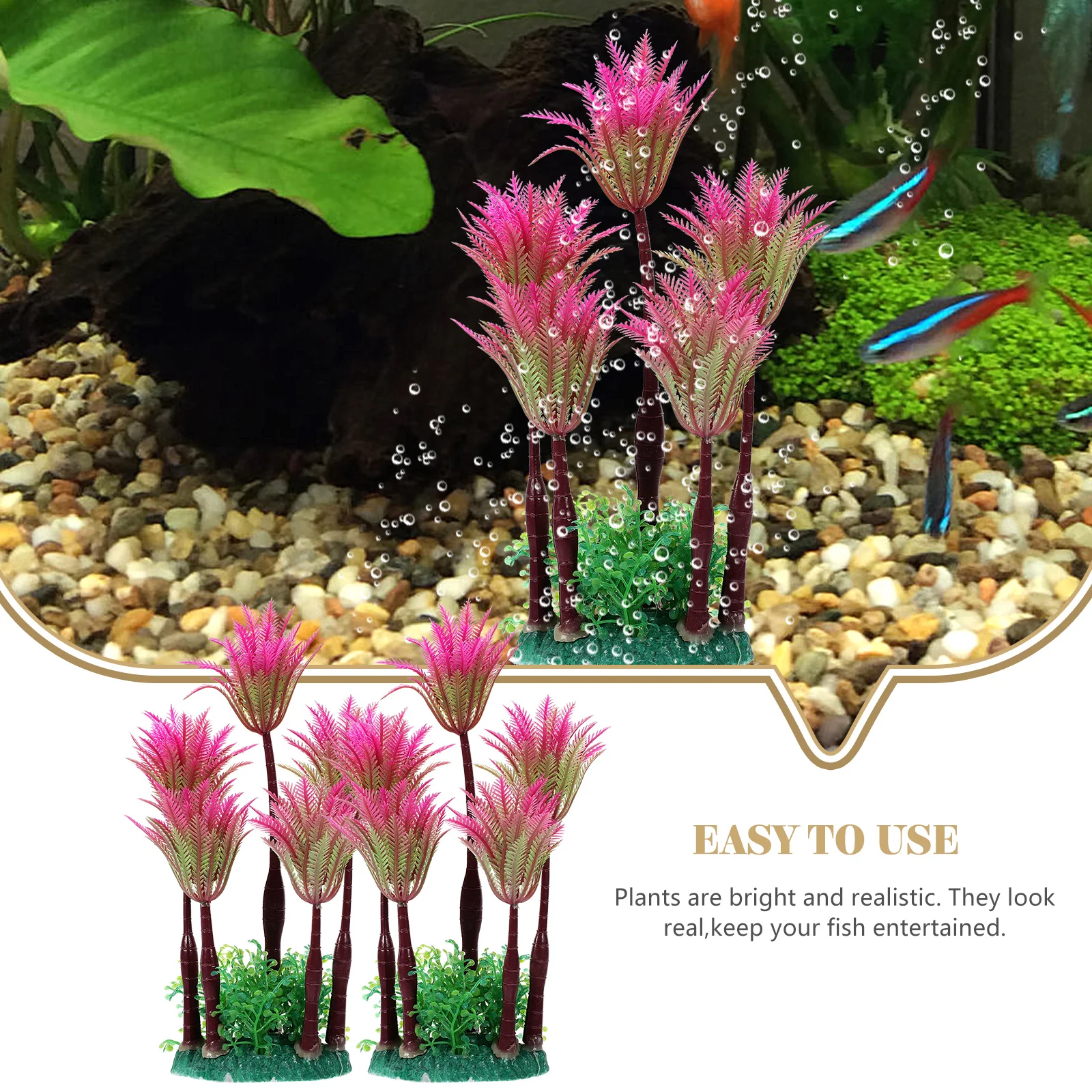 

2Pcs Plastic Aquarium Plants Tall Vivid Water Grass Fish Tank Decorations Lifelike Plastic Plants Safe Aquarium Accessories