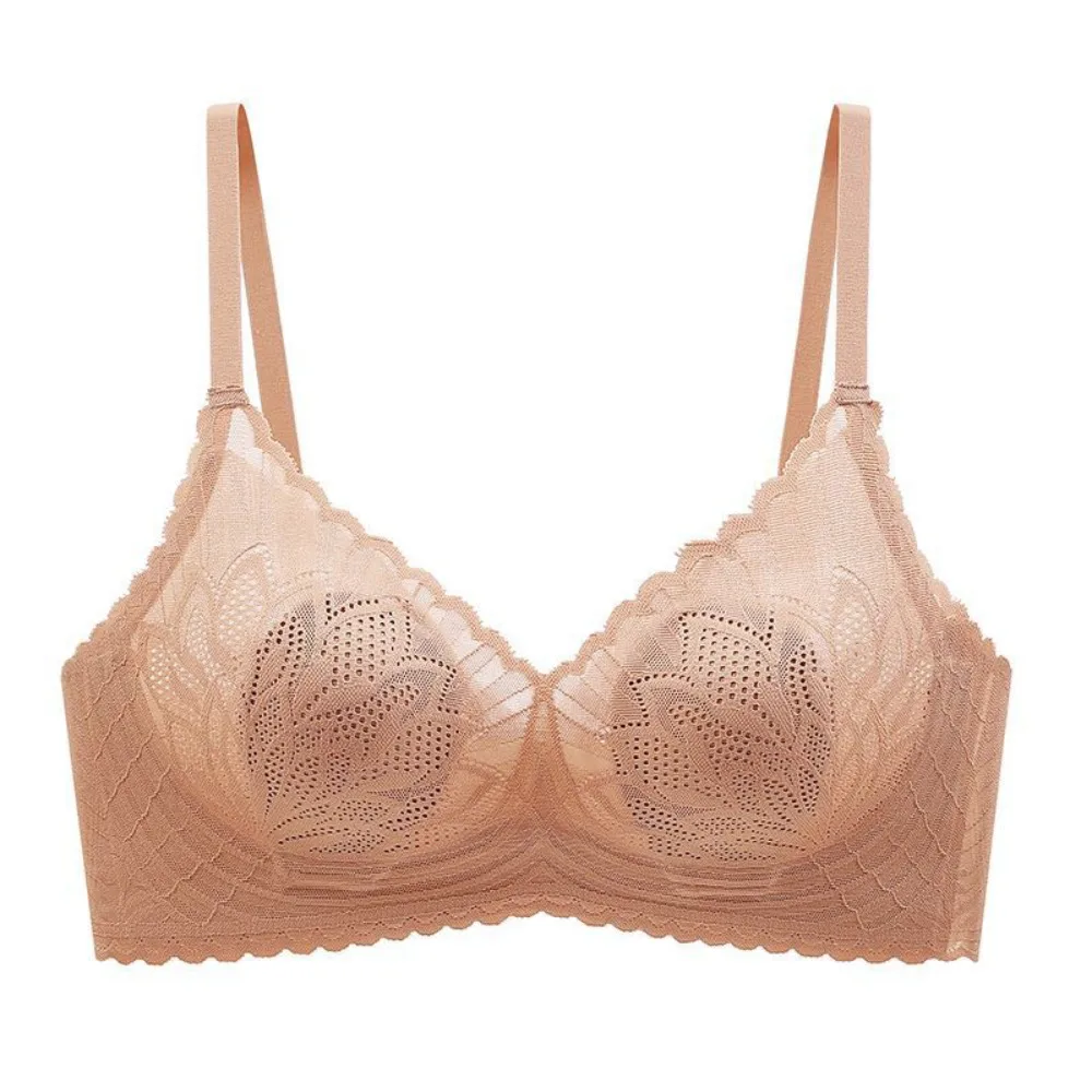 

Breathable Seamless Lace Mesh Bras Ultrathin Anti-sagging Push Up Underwear Lingerie Shockproof Wireless Deep V Bra Girls