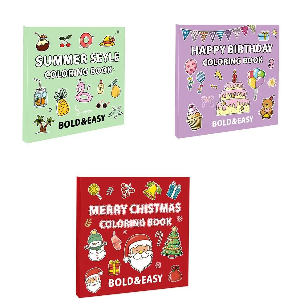 Handmade Happy Birthday Coloring Book Creative Safe-to-Use Watercolor Painting Book DIY Educational Filling Color Book Children