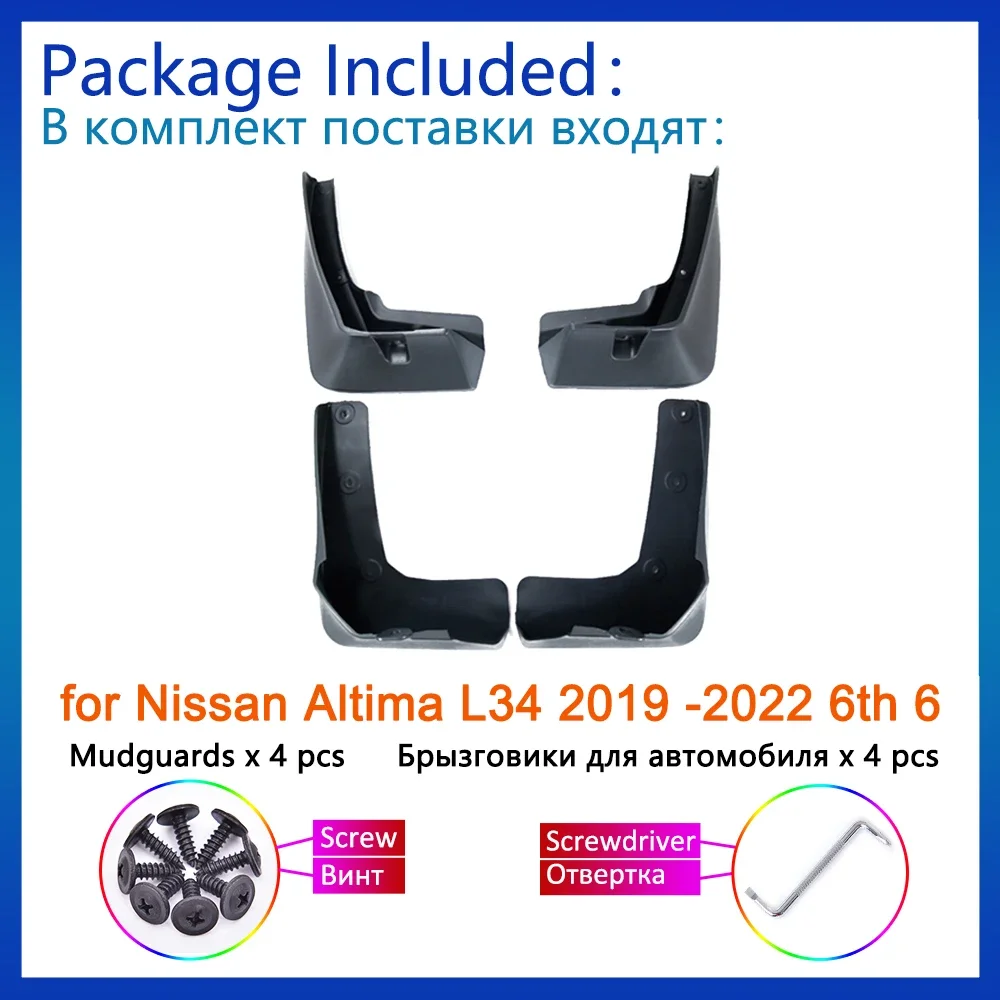 for Nissan Altima L34 2019 2020 2021 2022 6th 6 Mudguards Splash Guards Mudflap Front Rear Wheels Fender Car Stying Accessories