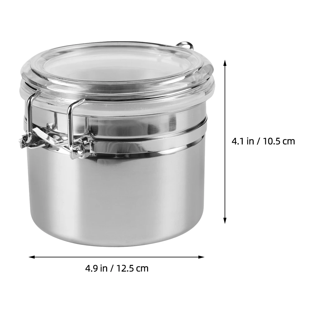 

5 Inches Stainless Steel Sealed Food Storage Containers Airtight Cans Coffee Beans Tea Kitchen Tool Middle Size Mirror