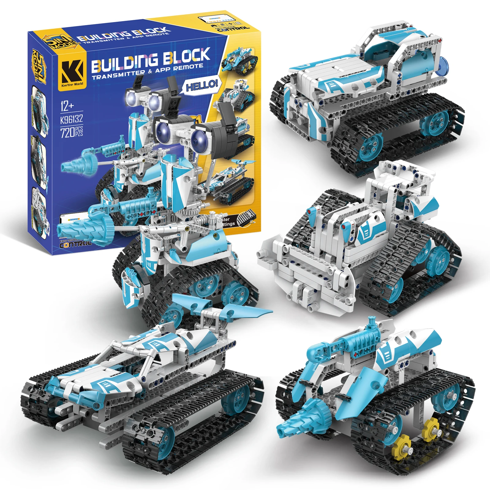 5 in 1 Robot Building Set with RC & APP for Boys Kids Ages 8-14， APP Programmable Robotics Excavator Kit , STEM Educational Toy