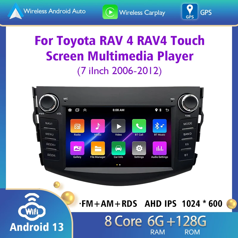 Android Auto Radio For 2006-2012 Toyota RAV4 RAV 4 Car Radio Multimedia Player Android Carplay GPS Navigatio DSP WiFi 2 Din 