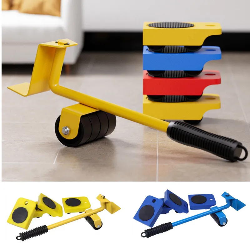 

5Pcs/Set Heavy Duty Furniture Lifter Furniture Moving Transport Roller Set Heavy Duty Lifter Transport Tool Mover Roller Wheel