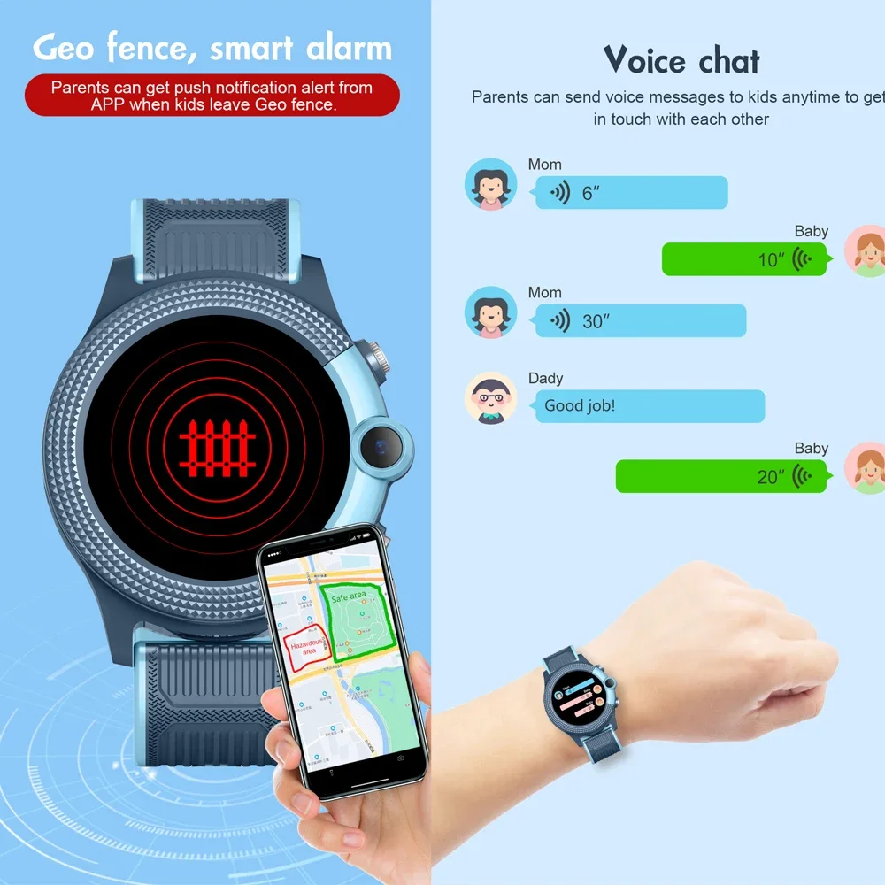 Nieuwe kindersport waterdichte smartphone-horloge High Definition videogesprek met op locatie gebaseerd smartwatch