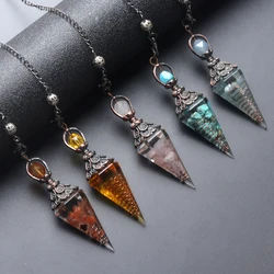 7 Chakra Healing Crystals Pendulum for Dowsing Divination Quartz Natural Stone Retro Pendulums Reiki Pendant Pendulo