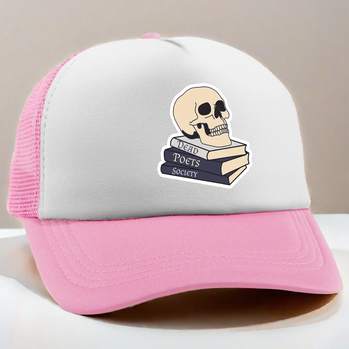 Dead Poets Society Skull Books Trucker-Mütze, Polyester-Mesh-Rückseite, verstellbare Freizeitkappe