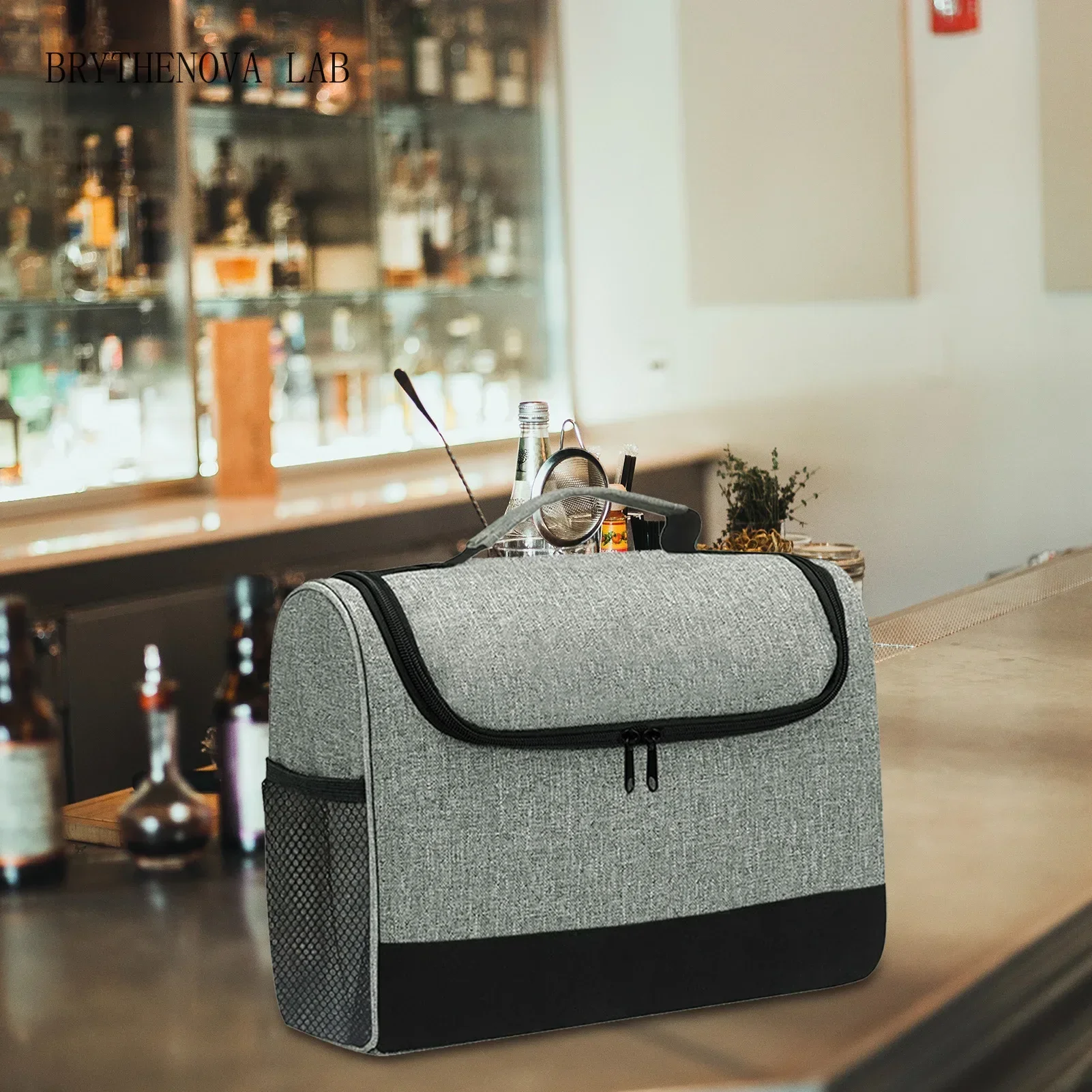 Portable Travel Bar Carrier for Bar Kit Cocktail Shaker Set Tool Travel Carrying Bag with Handle Bartender Bag