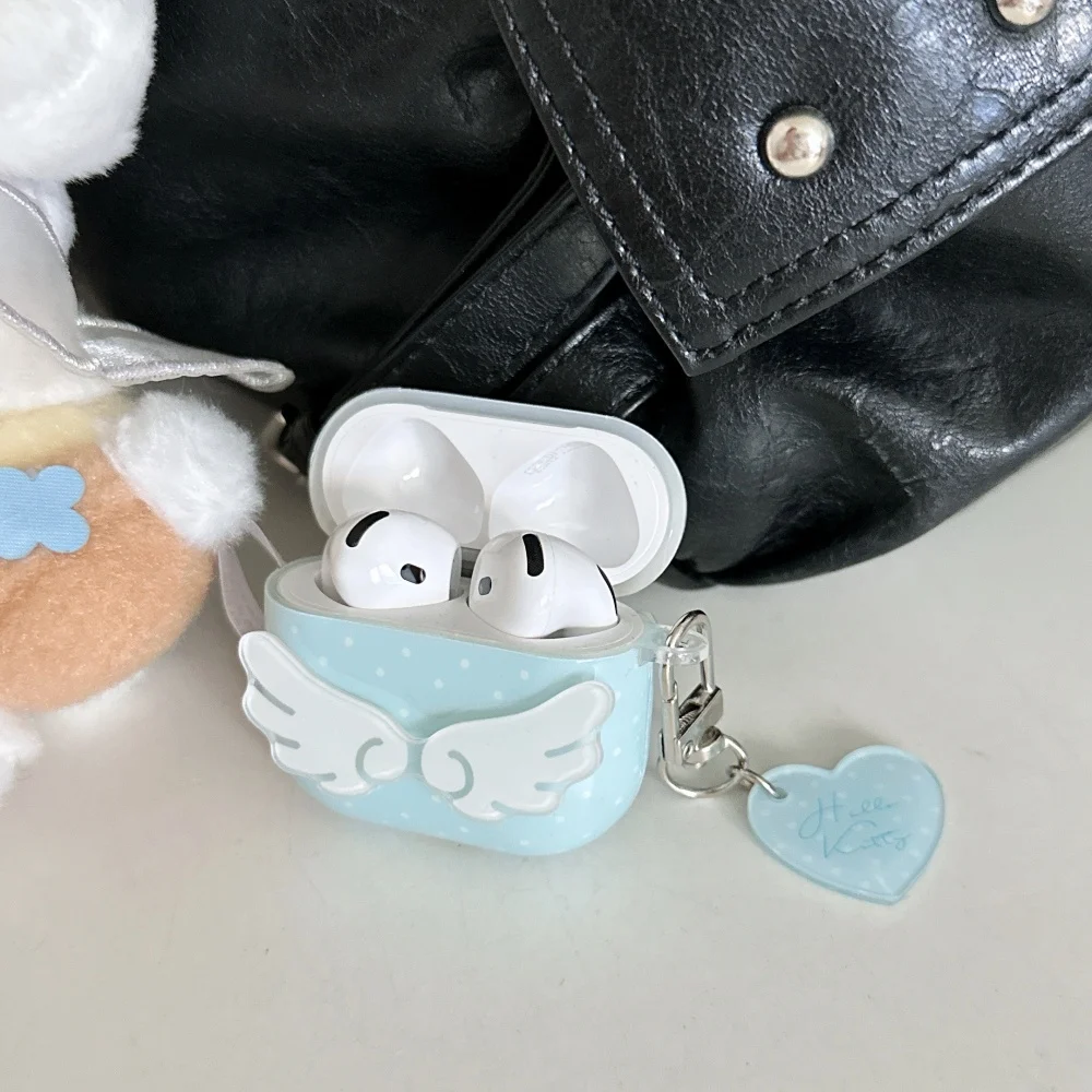 [Leo] أجنحة ستيريو منقطة لأجهزة AirPods pro2 غطاء سماعة أذن بلوتوث لاسلكي Apple AirPods 1/2/3/4 جيل غلاف ناعم Pro