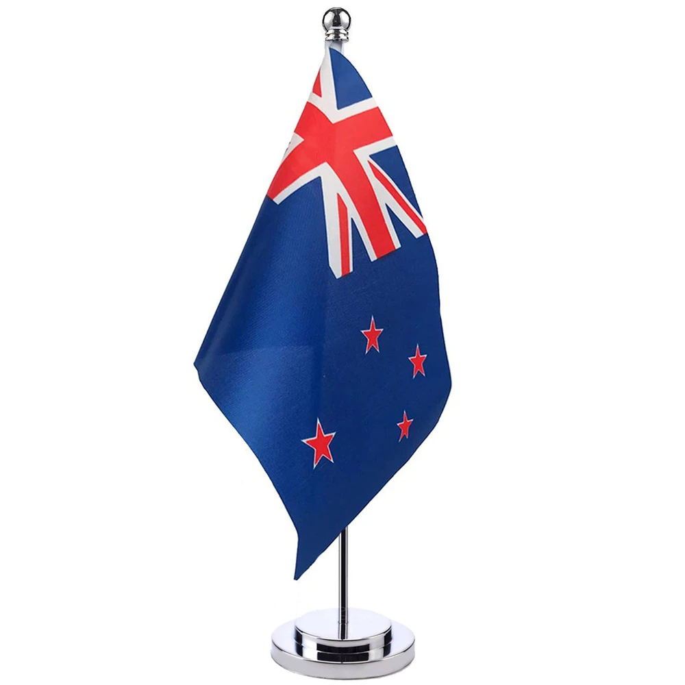 

14x21cm New Zealand Desk Small Country Banner Meeting Room Boardroom Table Standing Pole The New Zealand National Flag