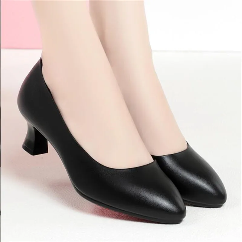 New Genuine Leather Women Shoes Low Heel Comfortable Female Casual Shoes Mid Heel Office Work Shoes Women Wedges Shoes 8 models