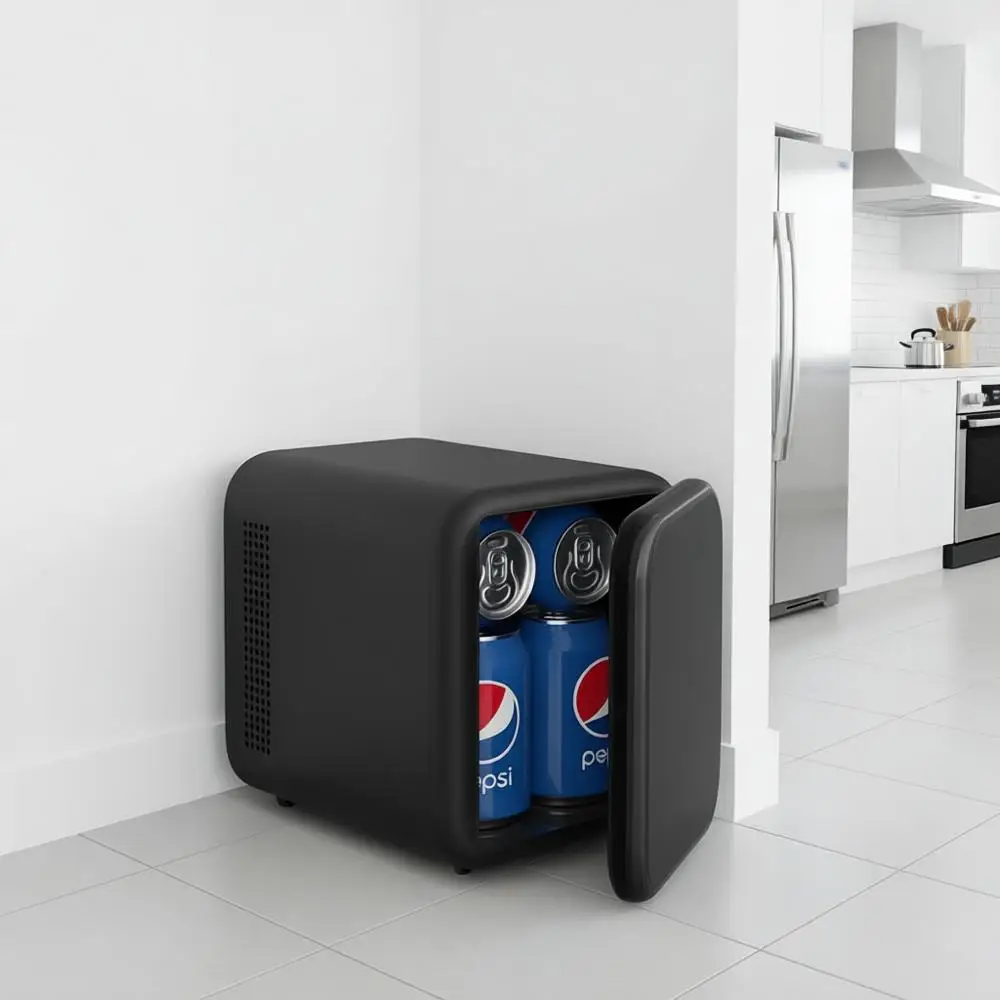 4 Liter/6 Dosen Tragbarer Hautpflege-Kühler und -Wärmer Persönlicher Kühlschrank für Schlafzimmer, Auto, Wohnheim, Büro, Lebensmittel, ETL-zertifiziert Schwarz