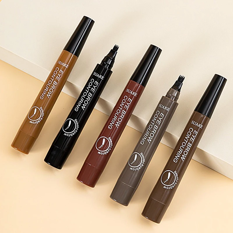 Lápiz de cejas de cuatro tenedores, cejas de dibujo impermeables duraderas naturales sin color con raíces