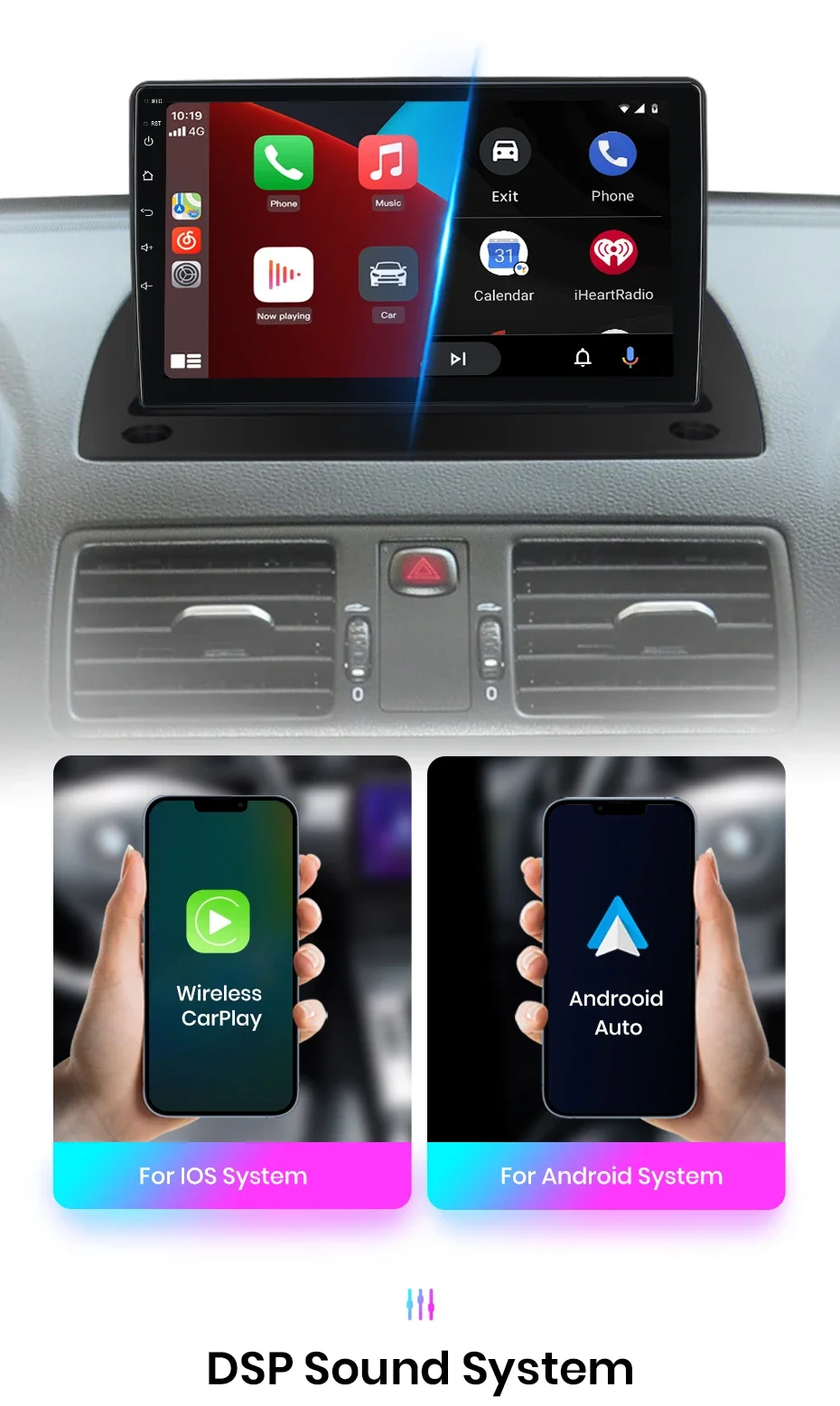 Junsun drahtloses Carplay Android Autoradio für volvo xc90 2012-2016 Auto intelligente Systeme rds bt dsp 2 din Autoradio – Detail 11