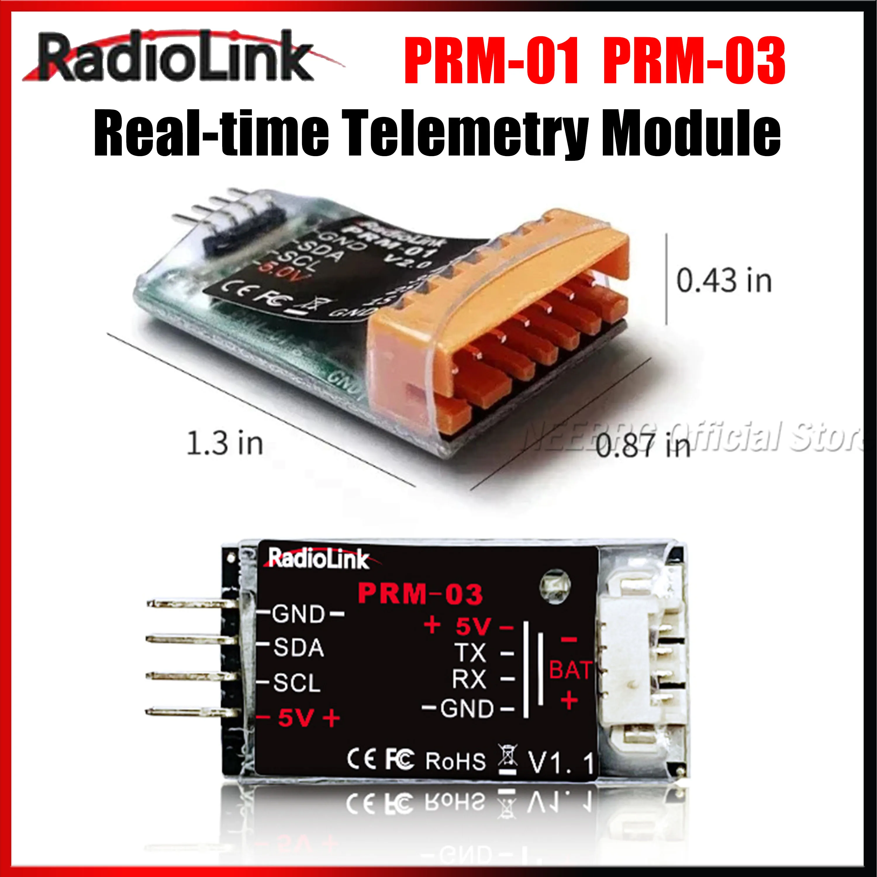 Radiolink Real-time Information Voltage Telemetry Module PRM-01 PRM-03 for R12DS R9DS Receiver AT10II/AT10/AT9S Pro/AT9S/AT9 Toy