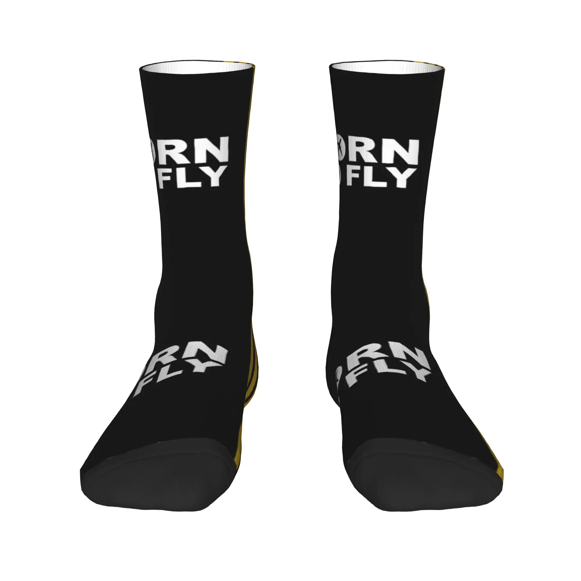 

Born To Fly Captain Stripes Flight Pilot Mens Crew Socks Unisex Kawaii 3D Printed Aviation Aviator Airplane Dress Socks