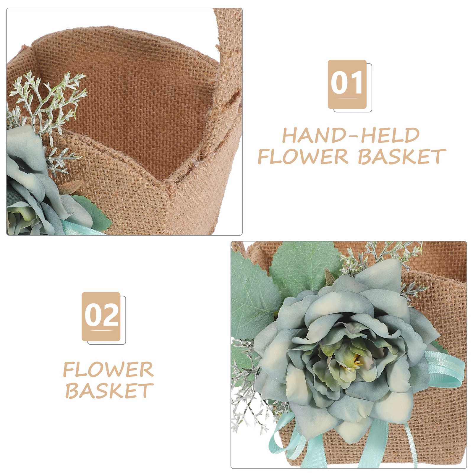 

Handheld Flower Basket 5857 Blue Wedding Rustic Bridal Baskets Heart Shaped Rattan Handmade Decorative Fruit Candy Small Gift
