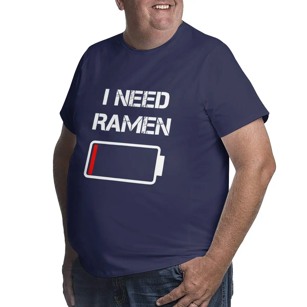 Navy Blue Big Size Men's T-shirt I Need Ramen Graphic T Shirts Clothing Short Sleeve Cotton Plus Size Top Tees Clothing