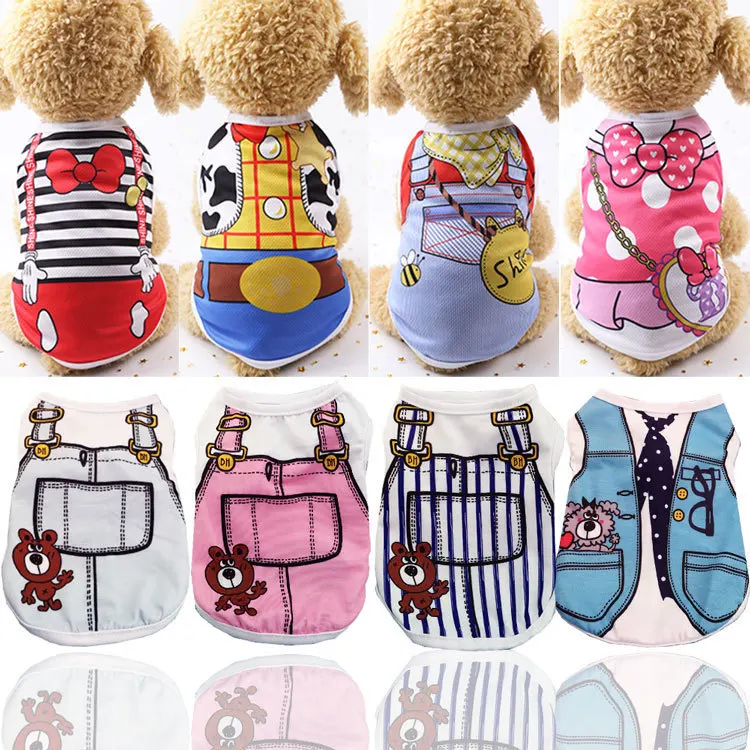 Summer Pet Mesh Vest Pet Dog Clothes Cartoon Clothing Puppy Dogs Soft Vests Summer Shirt Casual T-Shirt for Small Pet Supplies