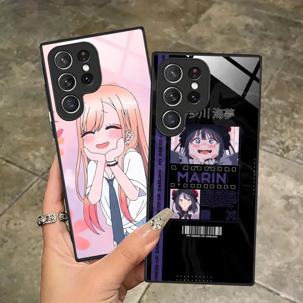 Funda Protectora de Vidrio para Teléfono con Diseño de Marin Kitagawa de Anime, Compatible con Samsung Galaxy S26 S25 S24 S23 S22 S21 S20 Note20 Plus FE Ultra