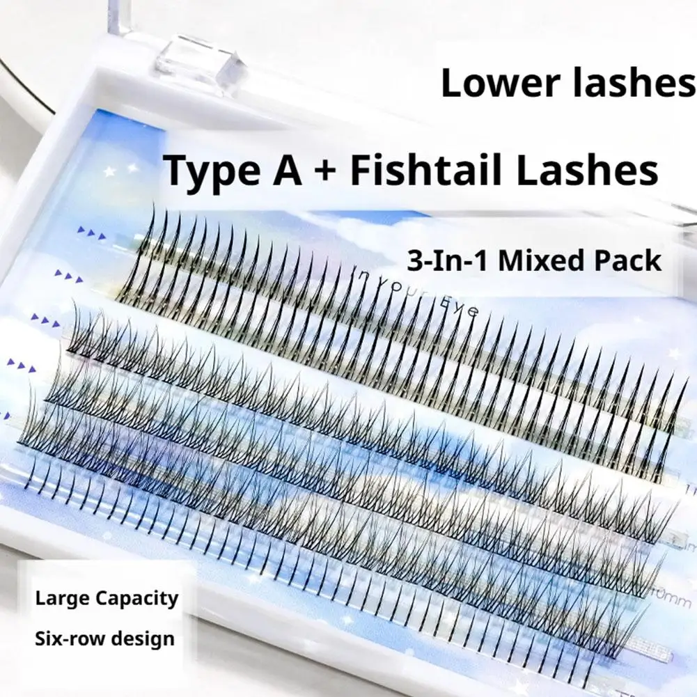 Lower Eyelashes Type A Fishtail Eyelashes Multifunctional 3D False Eyelashes Mixed Pack 3-in-1 Curly False Eyelashes Mixed Set